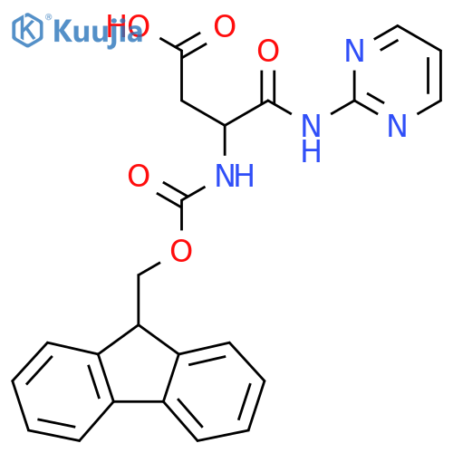 3-({(9H-fluoren-9-yl)methoxycarbonyl}amino)-3-(pyrimidin-2-yl)carbamoylpropanoic acid structure