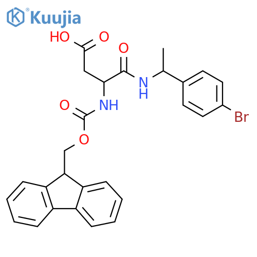 3-{1-(4-bromophenyl)ethylcarbamoyl}-3-({(9H-fluoren-9-yl)methoxycarbonyl}amino)propanoic acid structure