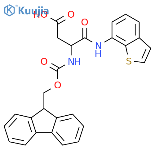 3-(1-benzothiophen-7-yl)carbamoyl-3-({(9H-fluoren-9-yl)methoxycarbonyl}amino)propanoic acid structure