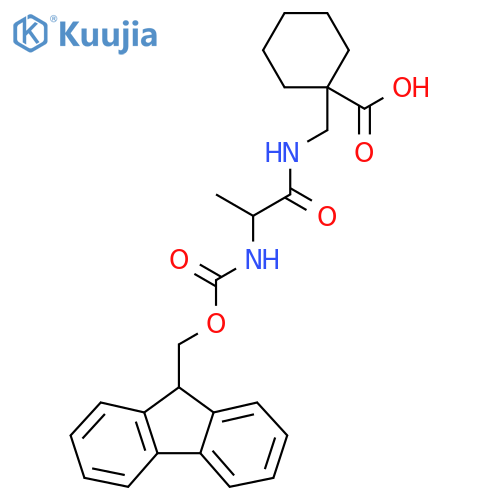 1-{2-({(9H-fluoren-9-yl)methoxycarbonyl}amino)propanamidomethyl}cyclohexane-1-carboxylic acid structure
