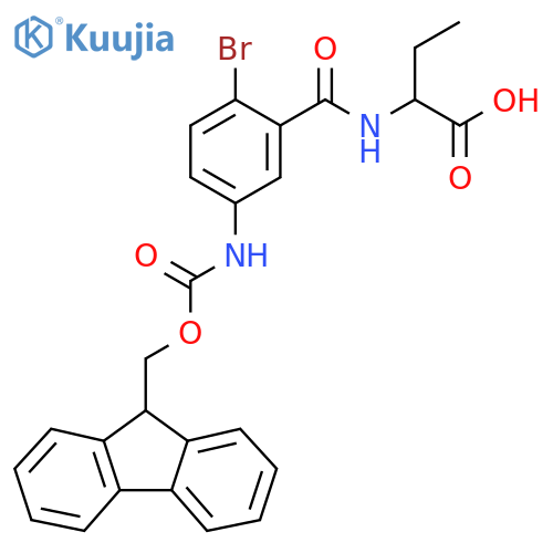 2-{2-bromo-5-({(9H-fluoren-9-yl)methoxycarbonyl}amino)phenylformamido}butanoic acid structure