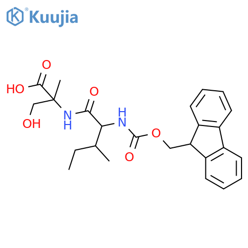 2-2-({(9H-fluoren-9-yl)methoxycarbonyl}amino)-3-methylpentanamido-3-hydroxy-2-methylpropanoic acid structure
