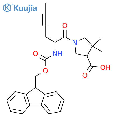1-2-({(9H-fluoren-9-yl)methoxycarbonyl}amino)hex-4-ynoyl-4,4-dimethylpyrrolidine-3-carboxylic acid structure