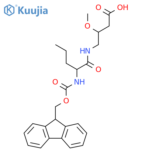 4-2-({(9H-fluoren-9-yl)methoxycarbonyl}amino)pentanamido-3-methoxybutanoic acid structure