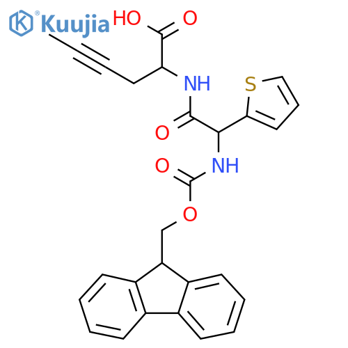 2-2-({(9H-fluoren-9-yl)methoxycarbonyl}amino)-2-(thiophen-2-yl)acetamidohex-4-ynoic acid structure