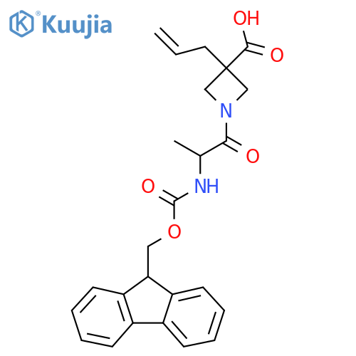 1-2-({(9H-fluoren-9-yl)methoxycarbonyl}amino)propanoyl-3-(prop-2-en-1-yl)azetidine-3-carboxylic acid structure