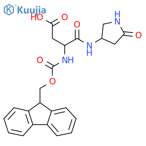 3-({(9H-fluoren-9-yl)methoxycarbonyl}amino)-3-(5-oxopyrrolidin-3-yl)carbamoylpropanoic acid structure
