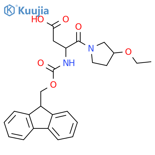 4-(3-ethoxypyrrolidin-1-yl)-3-({(9H-fluoren-9-yl)methoxycarbonyl}amino)-4-oxobutanoic acid structure