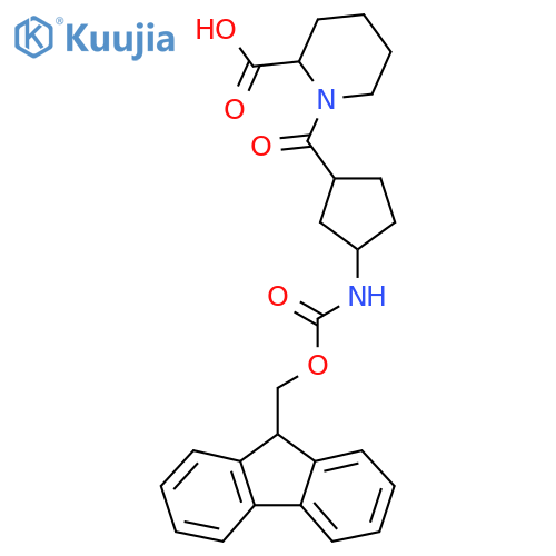 1-3-({(9H-fluoren-9-yl)methoxycarbonyl}amino)cyclopentanecarbonylpiperidine-2-carboxylic acid structure