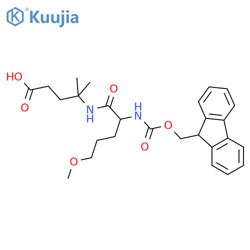 4-2-({(9H-fluoren-9-yl)methoxycarbonyl}amino)-5-methoxypentanamido-4-methylpentanoic acid structure