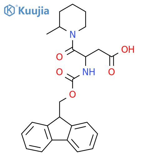 3-({(9H-fluoren-9-yl)methoxycarbonyl}amino)-4-(2-methylpiperidin-1-yl)-4-oxobutanoic acid structure