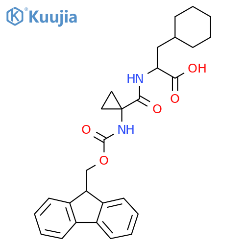 3-cyclohexyl-2-{1-({(9H-fluoren-9-yl)methoxycarbonyl}amino)cyclopropylformamido}propanoic acid structure