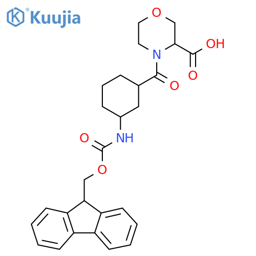 4-3-({(9H-fluoren-9-yl)methoxycarbonyl}amino)cyclohexanecarbonylmorpholine-3-carboxylic acid structure