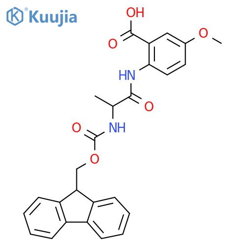 2-2-({(9H-fluoren-9-yl)methoxycarbonyl}amino)propanamido-5-methoxybenzoic acid structure