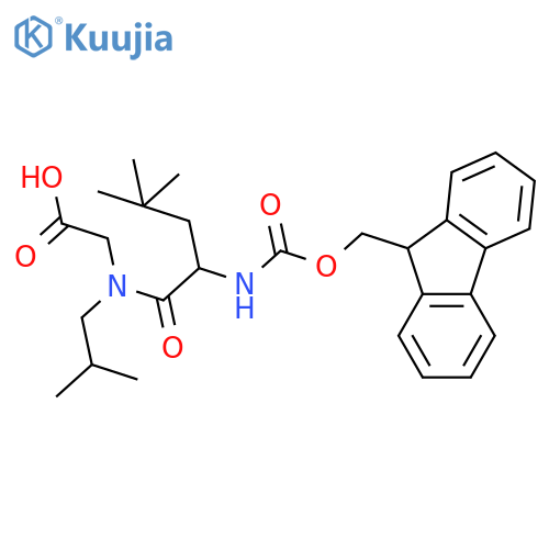 2-2-({(9H-fluoren-9-yl)methoxycarbonyl}amino)-4,4-dimethyl-N-(2-methylpropyl)pentanamidoacetic acid structure
