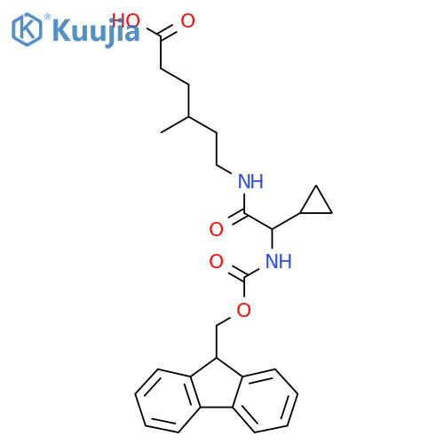 6-2-cyclopropyl-2-({(9H-fluoren-9-yl)methoxycarbonyl}amino)acetamido-4-methylhexanoic acid structure