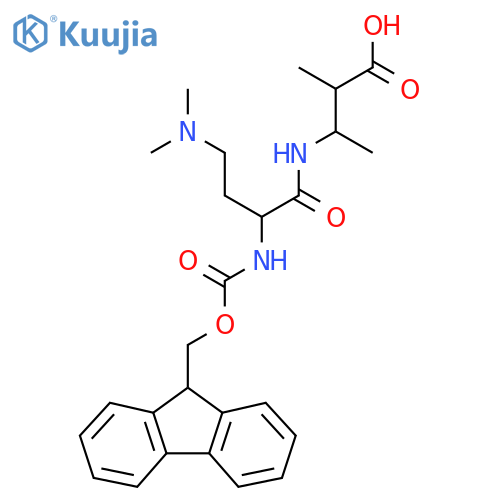 3-4-(dimethylamino)-2-({(9H-fluoren-9-yl)methoxycarbonyl}amino)butanamido-2-methylbutanoic acid structure