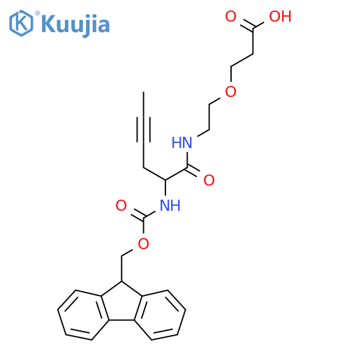 3-{2-2-({(9H-fluoren-9-yl)methoxycarbonyl}amino)hex-4-ynamidoethoxy}propanoic acid structure