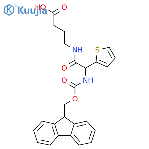4-2-({(9H-fluoren-9-yl)methoxycarbonyl}amino)-2-(thiophen-2-yl)acetamidobutanoic acid structure