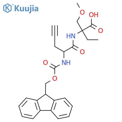 2-2-({(9H-fluoren-9-yl)methoxycarbonyl}amino)pent-4-ynamido-2-(methoxymethyl)butanoic acid structure