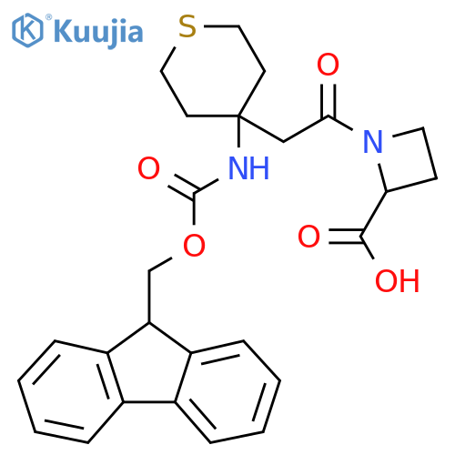 1-{2-4-({(9H-fluoren-9-yl)methoxycarbonyl}amino)thian-4-ylacetyl}azetidine-2-carboxylic acid structure