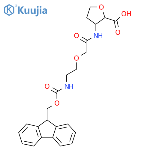 3-{2-2-({(9H-fluoren-9-yl)methoxycarbonyl}amino)ethoxyacetamido}oxolane-2-carboxylic acid structure