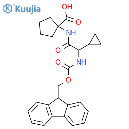 1-2-cyclopropyl-2-({(9H-fluoren-9-yl)methoxycarbonyl}amino)acetamidocyclopentane-1-carboxylic acid structure