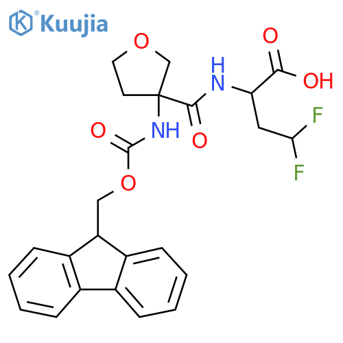 2-{3-({(9H-fluoren-9-yl)methoxycarbonyl}amino)oxolan-3-ylformamido}-4,4-difluorobutanoic acid structure
