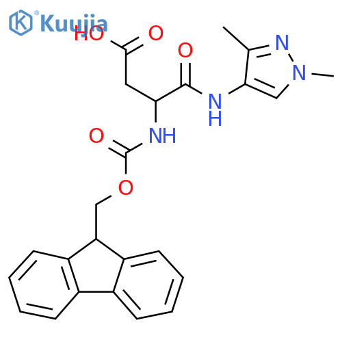 3-(1,3-dimethyl-1H-pyrazol-4-yl)carbamoyl-3-({(9H-fluoren-9-yl)methoxycarbonyl}amino)propanoic acid structure