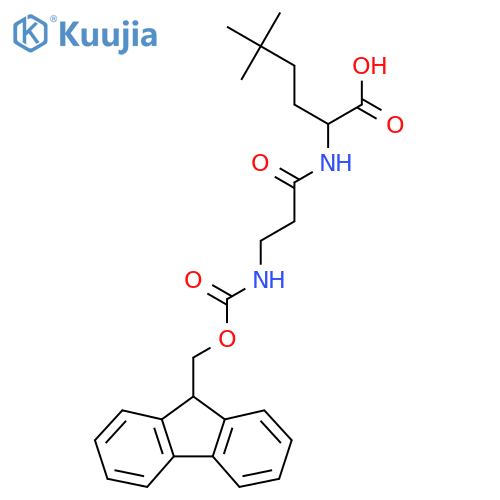 2-3-({(9H-fluoren-9-yl)methoxycarbonyl}amino)propanamido-5,5-dimethylhexanoic acid structure