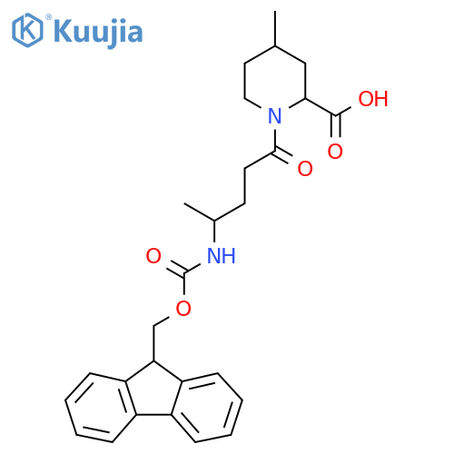 1-4-({(9H-fluoren-9-yl)methoxycarbonyl}amino)pentanoyl-4-methylpiperidine-2-carboxylic acid structure