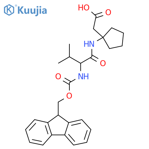 2-{1-2-({(9H-fluoren-9-yl)methoxycarbonyl}amino)-3-methylbutanamidocyclopentyl}acetic acid structure