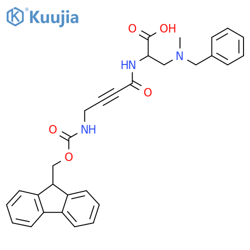3-benzyl(methyl)amino-2-4-({(9H-fluoren-9-yl)methoxycarbonyl}amino)but-2-ynamidopropanoic acid structure