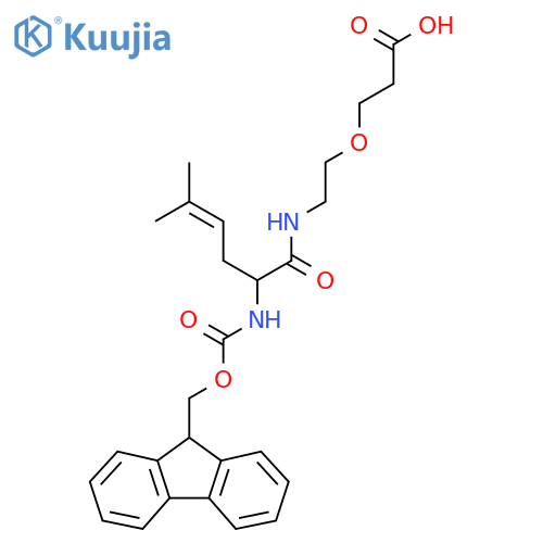 3-{2-2-({(9H-fluoren-9-yl)methoxycarbonyl}amino)-5-methylhex-4-enamidoethoxy}propanoic acid structure