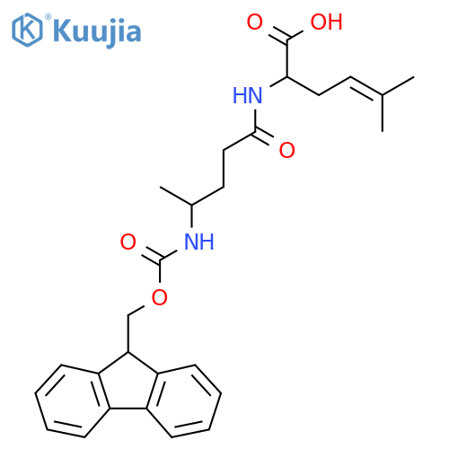 2-4-({(9H-fluoren-9-yl)methoxycarbonyl}amino)pentanamido-5-methylhex-4-enoic acid structure