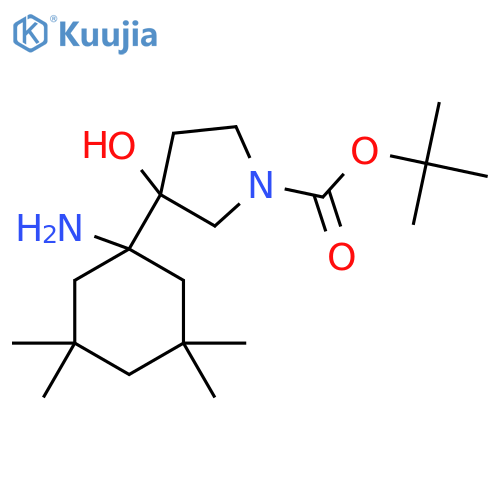 tert-butyl 3-(1-amino-3,3,5,5-tetramethylcyclohexyl)-3-hydroxypyrrolidine-1-carboxylate structure
