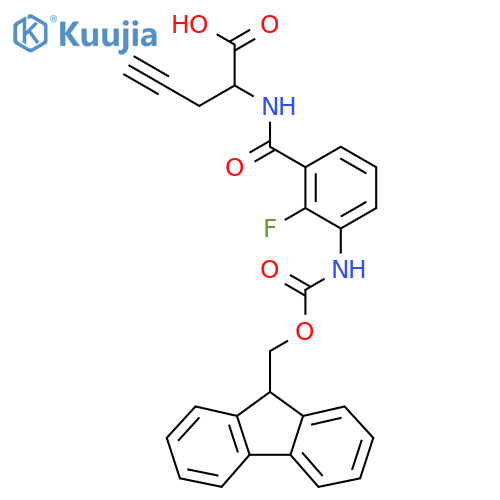 2-{3-({(9H-fluoren-9-yl)methoxycarbonyl}amino)-2-fluorophenylformamido}pent-4-ynoic acid structure