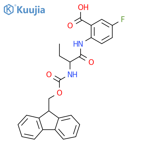 2-2-({(9H-fluoren-9-yl)methoxycarbonyl}amino)butanamido-5-fluorobenzoic acid structure