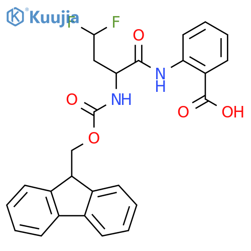2-2-({(9H-fluoren-9-yl)methoxycarbonyl}amino)-4,4-difluorobutanamidobenzoic acid structure