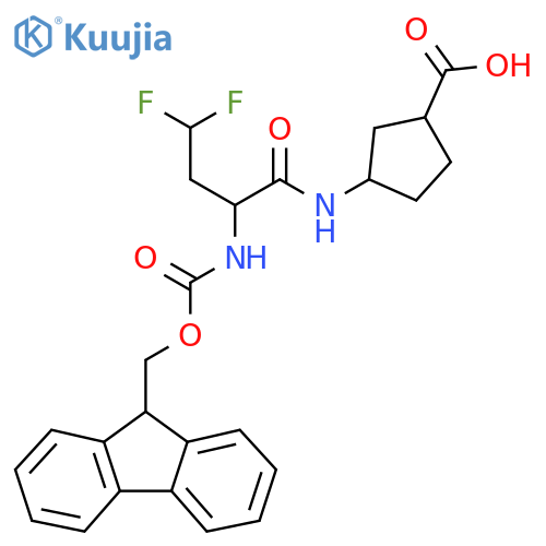 3-2-({(9H-fluoren-9-yl)methoxycarbonyl}amino)-4,4-difluorobutanamidocyclopentane-1-carboxylic acid structure