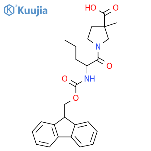 1-2-({(9H-fluoren-9-yl)methoxycarbonyl}amino)pentanoyl-3-methylpyrrolidine-3-carboxylic acid structure