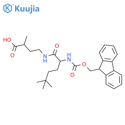 4-2-({(9H-fluoren-9-yl)methoxycarbonyl}amino)-5,5-dimethylhexanamido-2-methylbutanoic acid structure