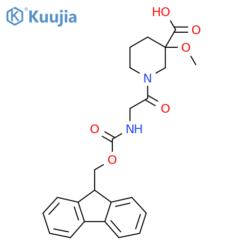 1-2-({(9H-fluoren-9-yl)methoxycarbonyl}amino)acetyl-3-methoxypiperidine-3-carboxylic acid structure