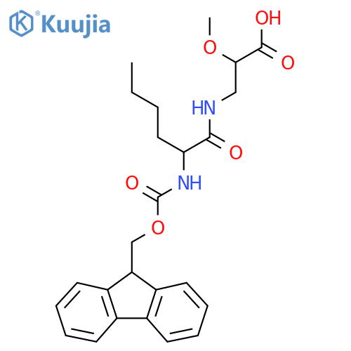 3-2-({(9H-fluoren-9-yl)methoxycarbonyl}amino)hexanamido-2-methoxypropanoic acid structure