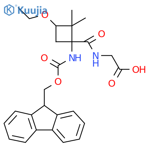 2-{3-ethoxy-1-({(9H-fluoren-9-yl)methoxycarbonyl}amino)-2,2-dimethylcyclobutylformamido}acetic acid structure