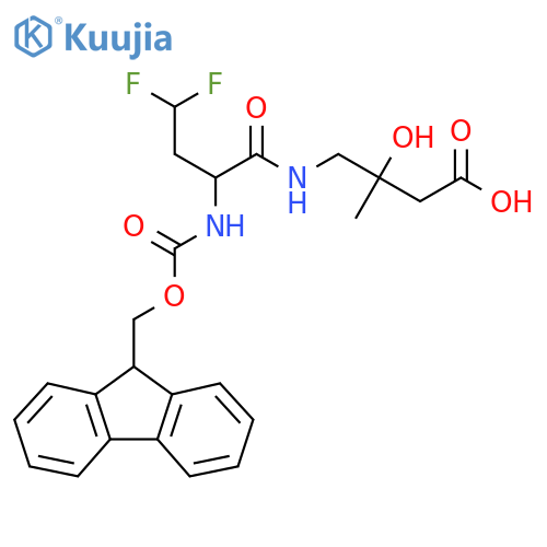 4-2-({(9H-fluoren-9-yl)methoxycarbonyl}amino)-4,4-difluorobutanamido-3-hydroxy-3-methylbutanoic acid structure