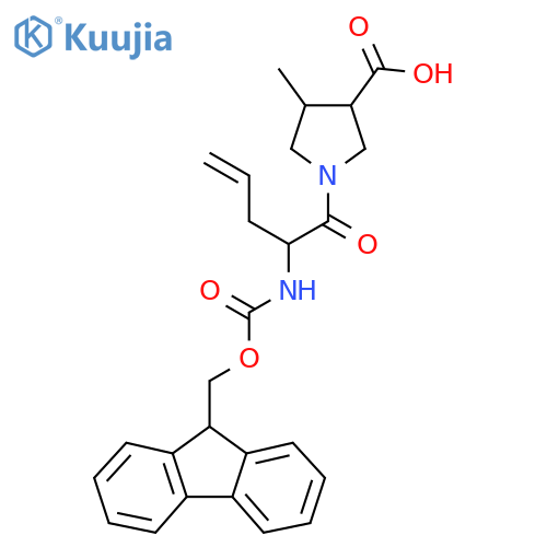 1-2-({(9H-fluoren-9-yl)methoxycarbonyl}amino)pent-4-enoyl-4-methylpyrrolidine-3-carboxylic acid structure
