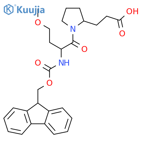 3-{1-2-({(9H-fluoren-9-yl)methoxycarbonyl}amino)-4-methoxybutanoylpyrrolidin-2-yl}propanoic acid structure