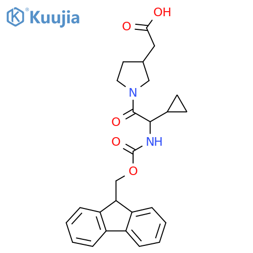 2-{1-2-cyclopropyl-2-({(9H-fluoren-9-yl)methoxycarbonyl}amino)acetylpyrrolidin-3-yl}acetic acid structure