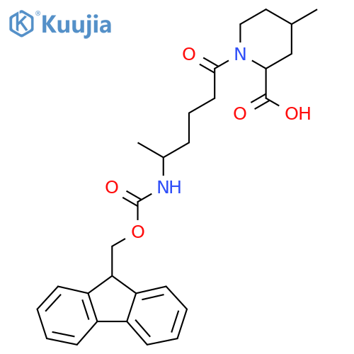 1-5-({(9H-fluoren-9-yl)methoxycarbonyl}amino)hexanoyl-4-methylpiperidine-2-carboxylic acid structure